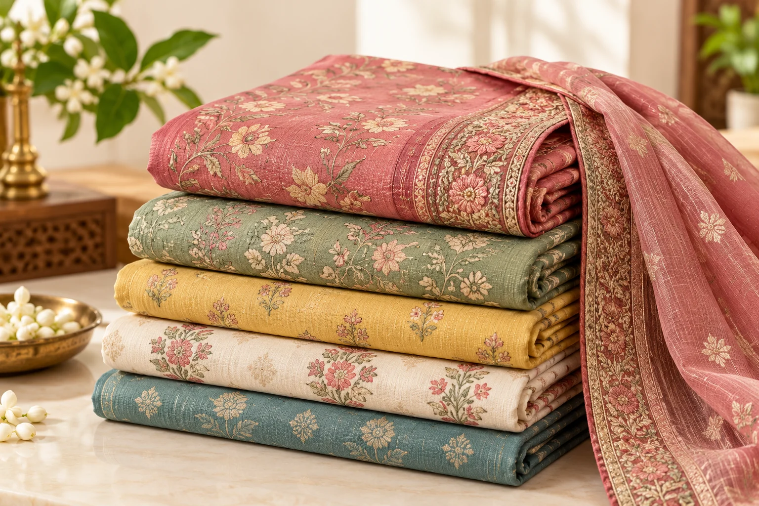 Soft floral dress materials