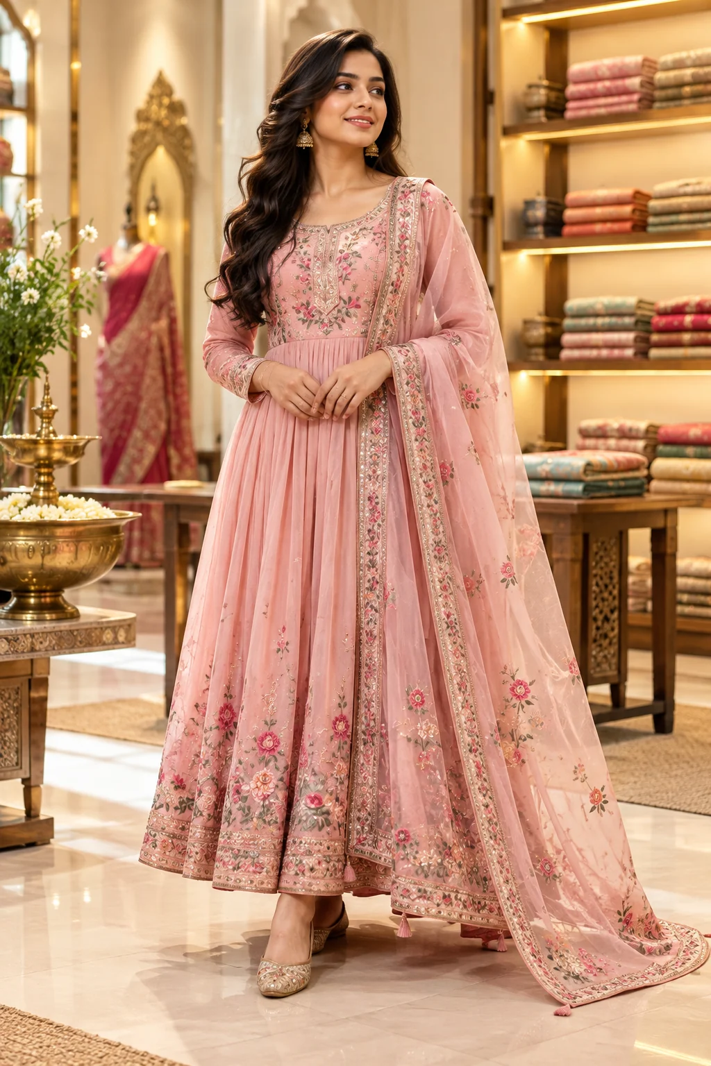 Pink embroidered ethnic outfit